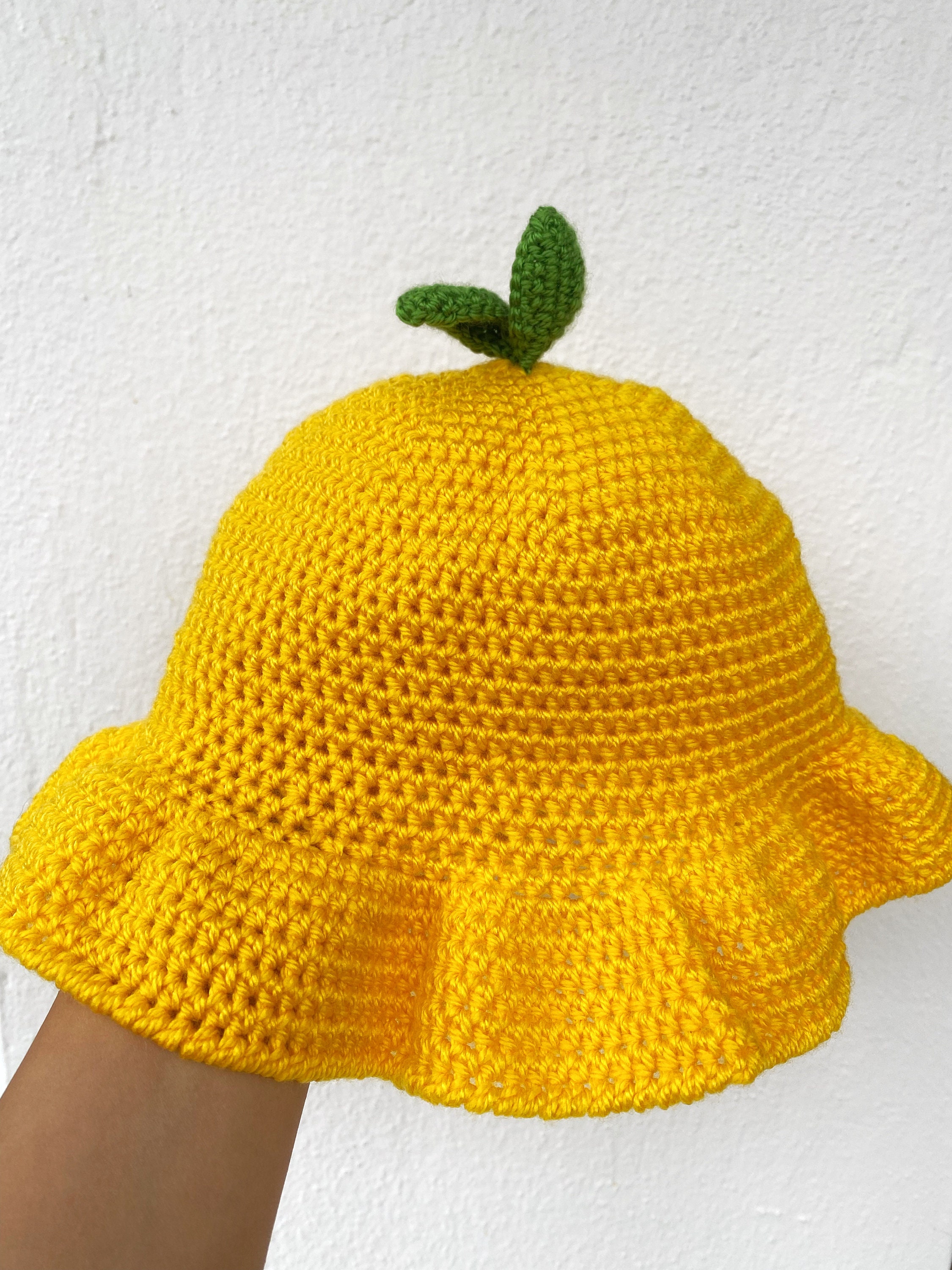 Cute Crochet Lemon Bucket Hat,handmade Crochet Fruit Hat,summer