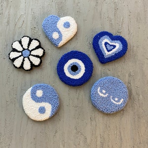 Set of 2 Blue Car Coasters,Cute Car Accessories,Customisable Car Decor,New Car Gift,Evil Eye Car Cup Holder,Cute Car Decor Gift Ideas image 3