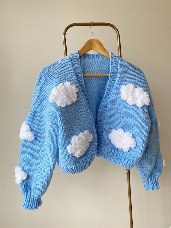 トップス Basket Knit Cardigan LightBlue Izzy Chunky Knit Cardigan - Light Blue | Fashion Nova