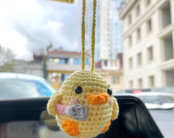 Cute Car Mirror Hanging Accessories, Crochet Car Hanger, Honey Bee