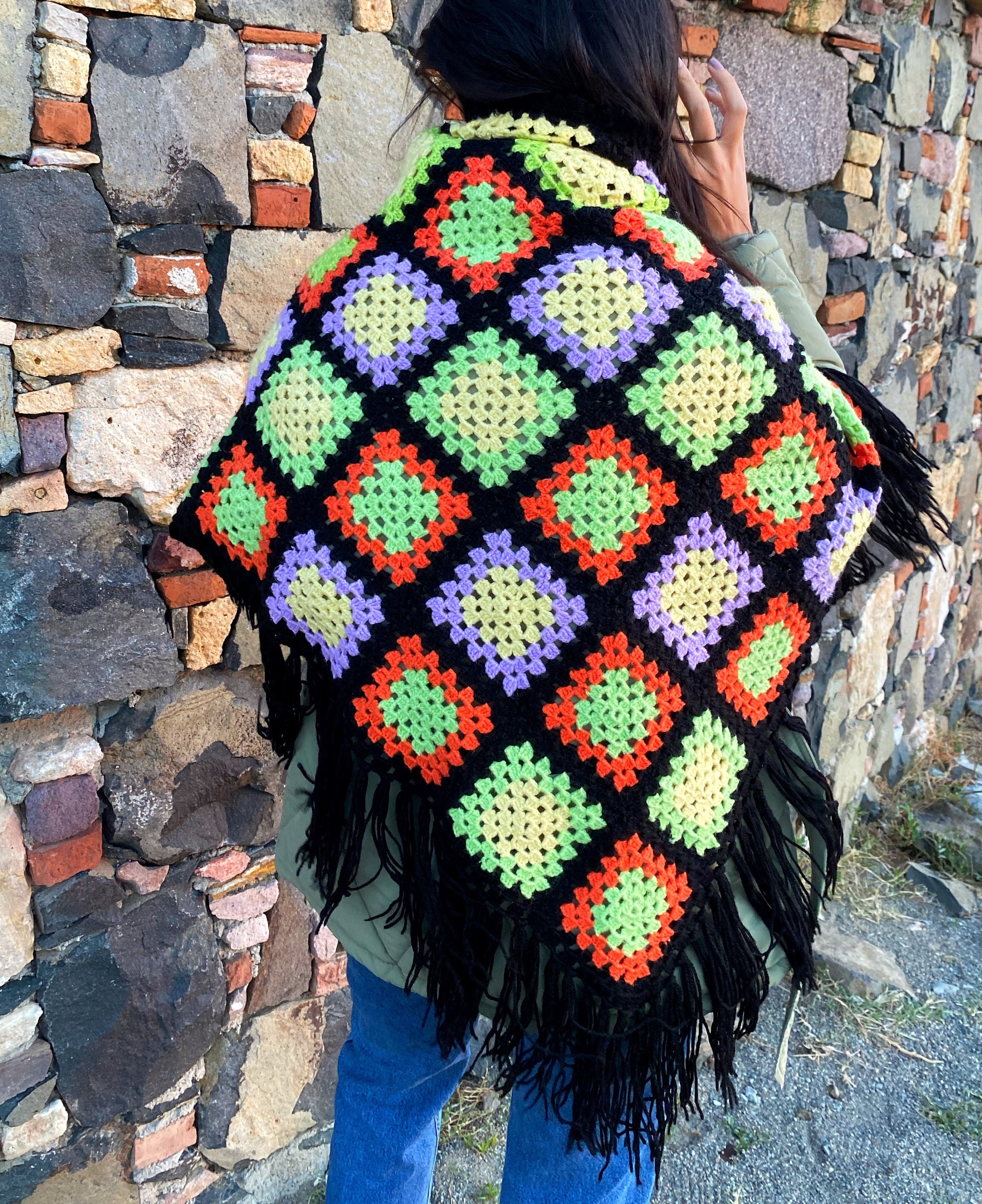 Scialle Triangolare, Mantellina Della Nonna, NUOVA, Multicolor - Foto 6