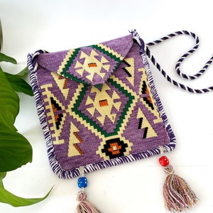 Bolsa carteiro Boho Kilim, bolsa transversal eclética exclusiva, bolsa de viagem unissex para o fim de semana, bolsa para o dia a dia com estampa étnica, presente para amiga