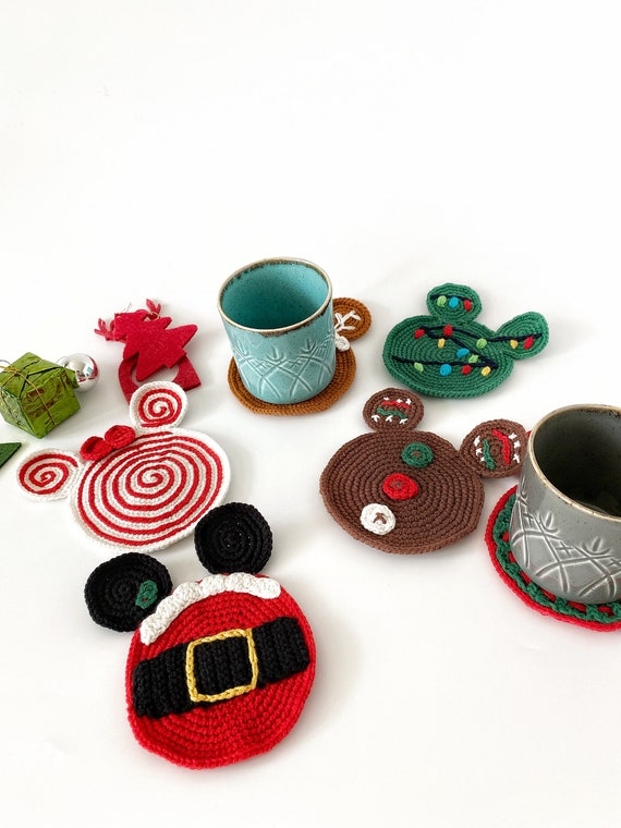 Set di 6 sottobicchieri in ceramica assorbenti rossi con stampa di caramelle natalizie, sottobicchieri da bar con base in sughero, per ufficio e decorazione della casa