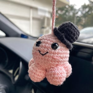 Handgemaakte gehaakte schattige octopus autospiegel bedel, amigurumi autoaccessoire, nieuwe auto cadeau, autospiegel hangend, auto-interieur, achteruitkijkspiegelhanger