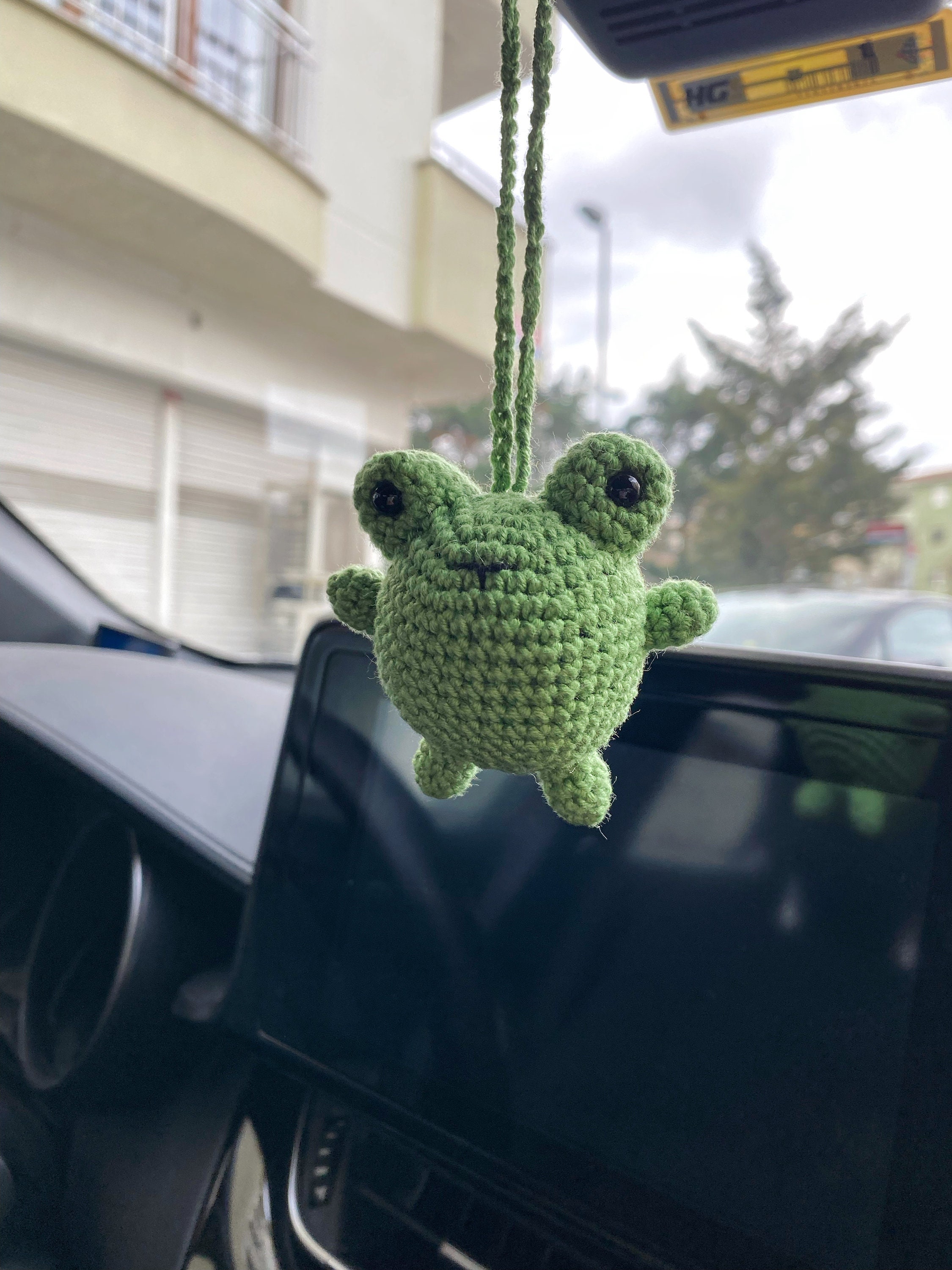 Rear View Mirror Accessories Cute Crochet Mushroom Frog - Temu