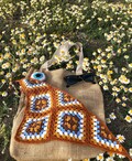 Granny Square Crochet Head Band,Handknit Hair Scarf,Triangular Crocheted Headband,Hippie Hair Accessories,Boho Gypsy Kerchief,Festival Hair product logo