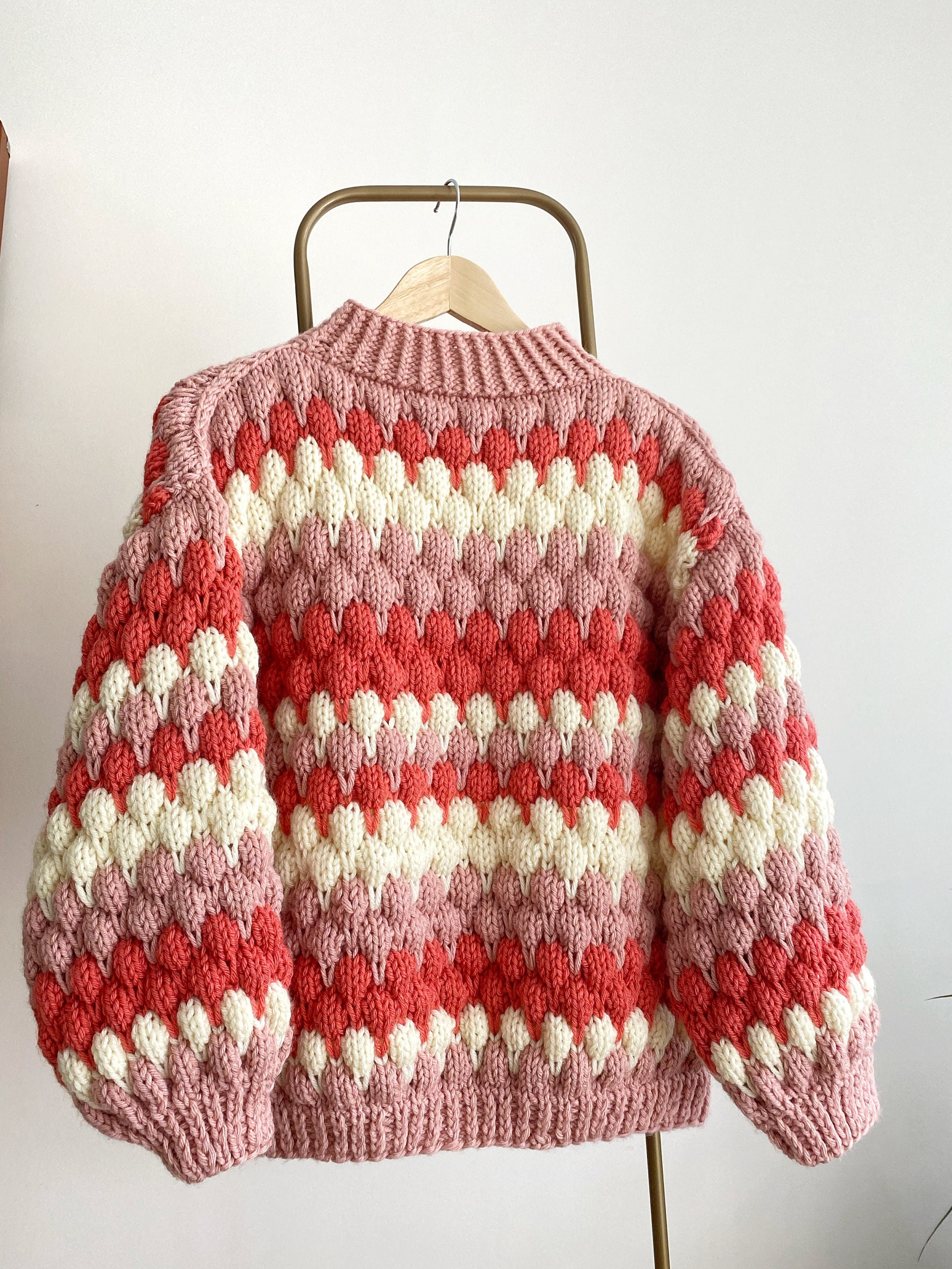 Hand Knit Chunky Bubble Jumper,unisex Over Size Sweater,handmade