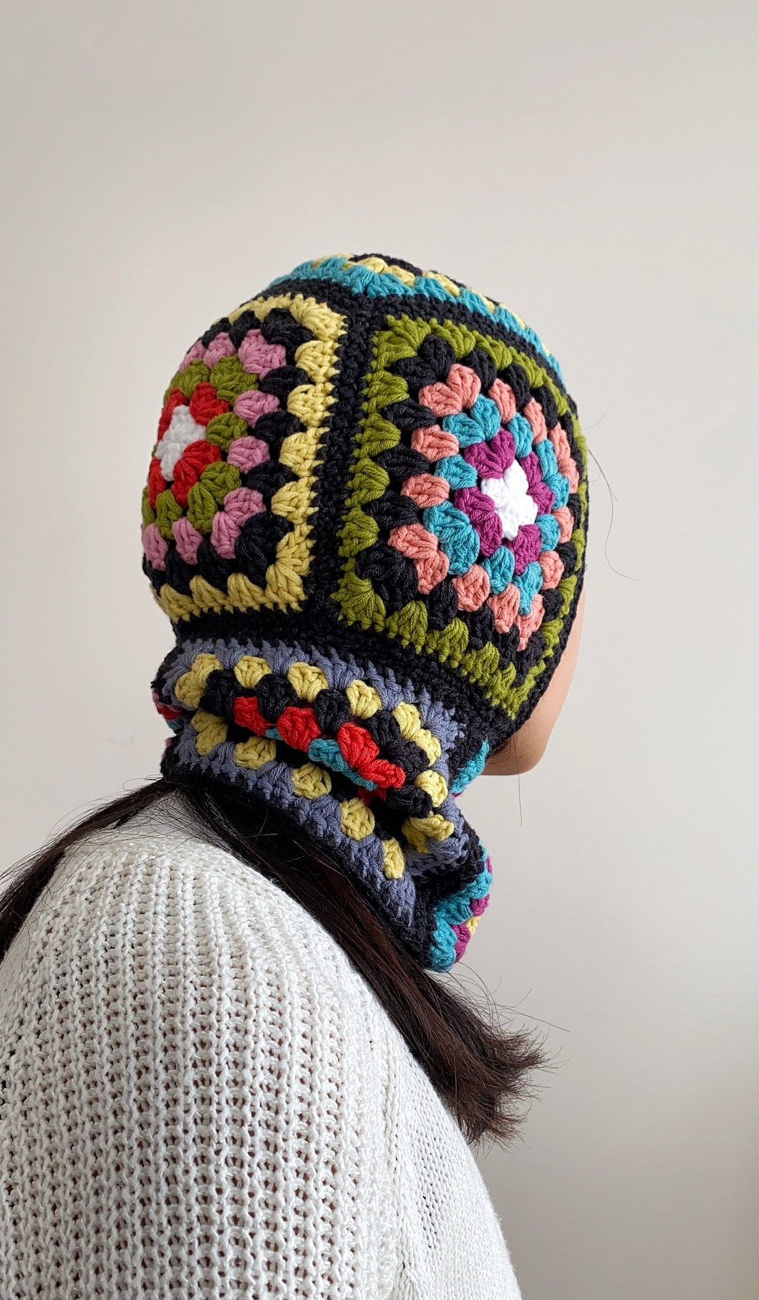 Handmade Granny Square Balaclava Crochet Hatwinter Full Face Etsy