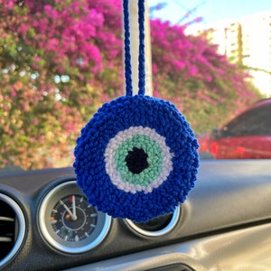 Evil Eye Car Mirror Hanging, Mushroom Rear-View Mirror Hanging, Car Accessories, New Car Gift, Gift for New Car, Christmas Gift,Car Interior