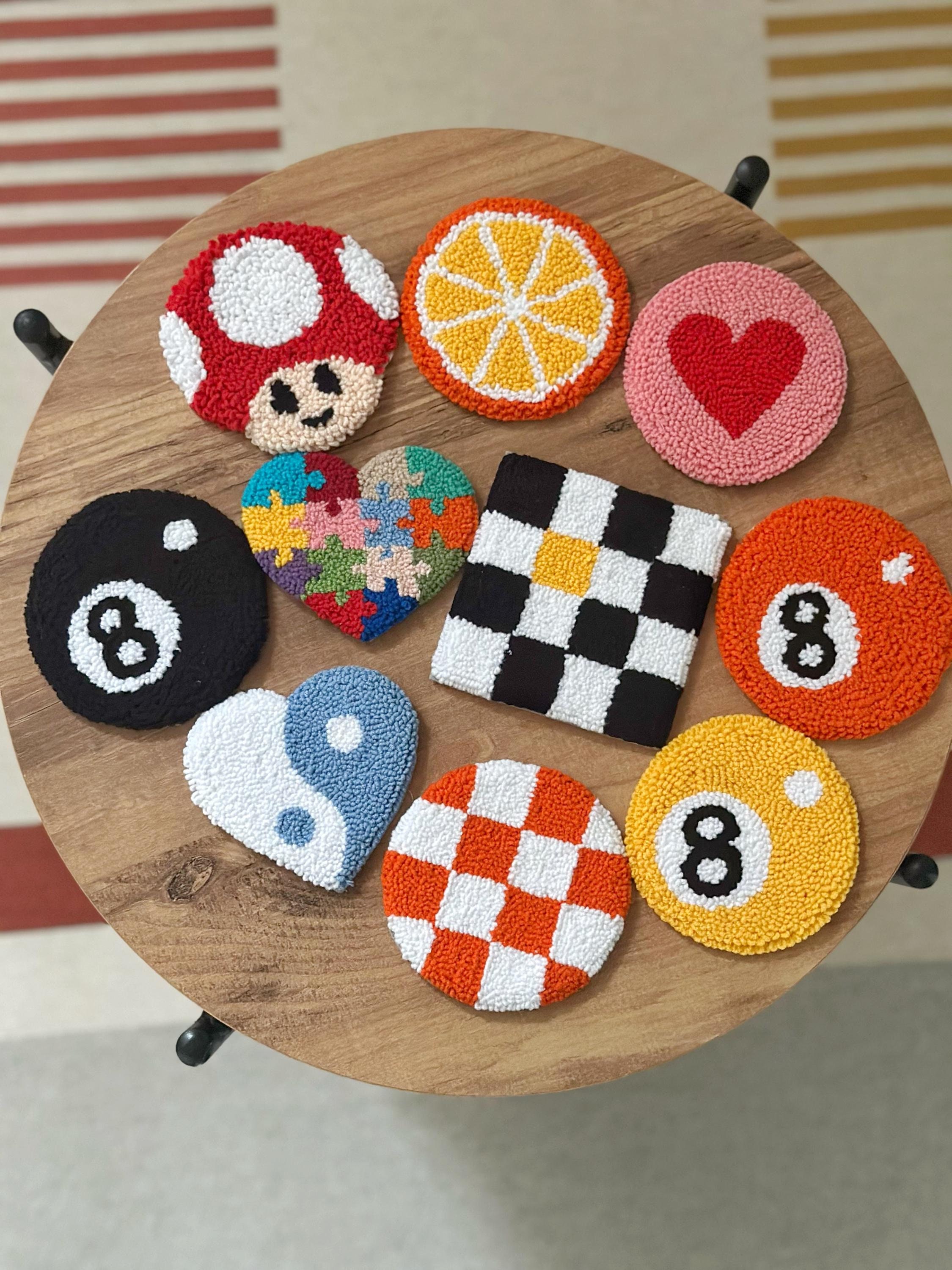 Handmade Coffee Table Coaster Set,Punch Needle Mug Rugs,Custom Tufted Coasters,Dorm Desk Decor,Christmas Thanksgiving Gifts,New Home Gifts