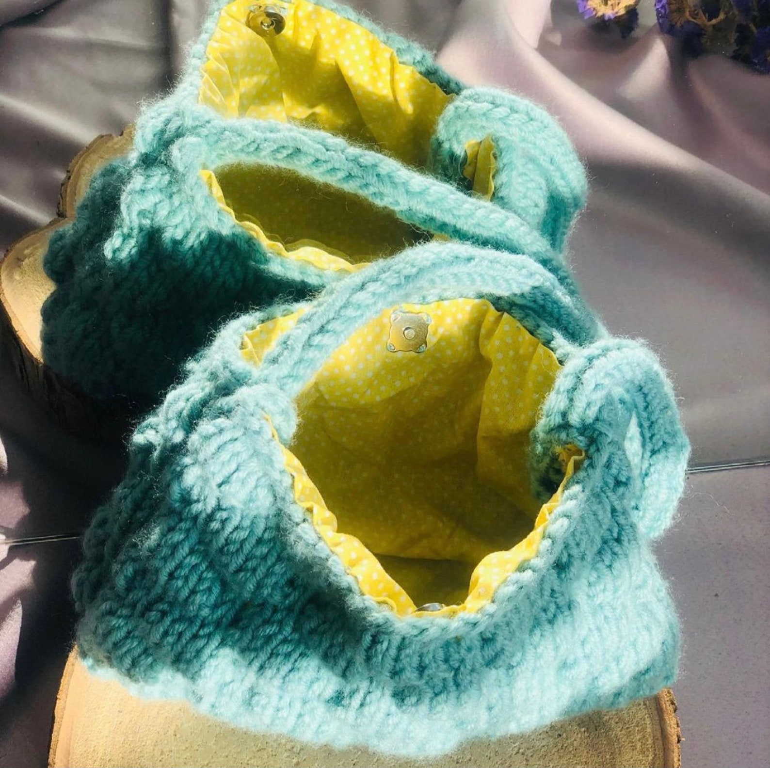 Bubbly Baguette Bag Chunky Hand Knitted BagHandmade ...