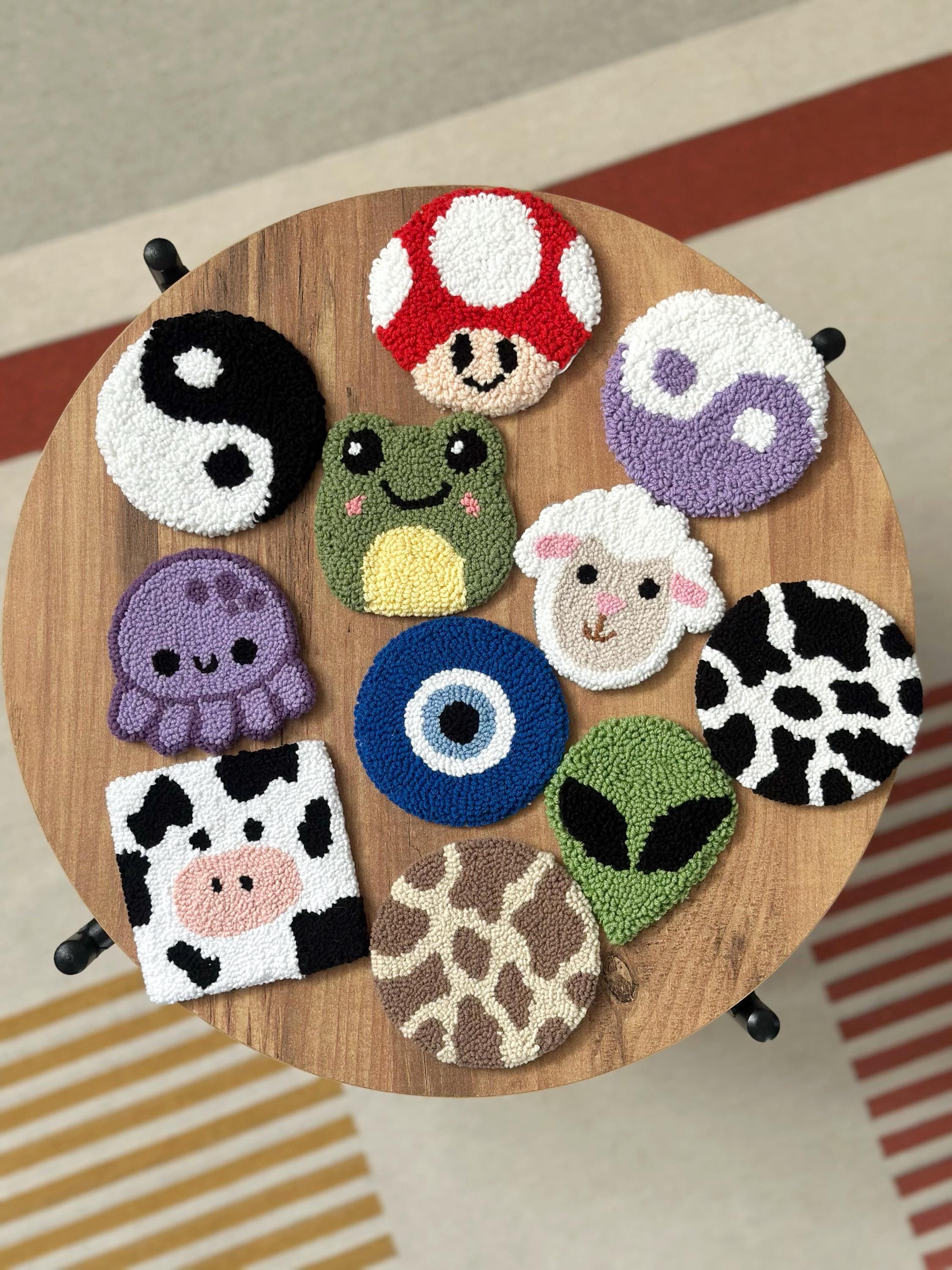 Table Rug Coasters Cute Coffee Table Coaster Set,punch Needle Mug Rugs,custom Tufted ...