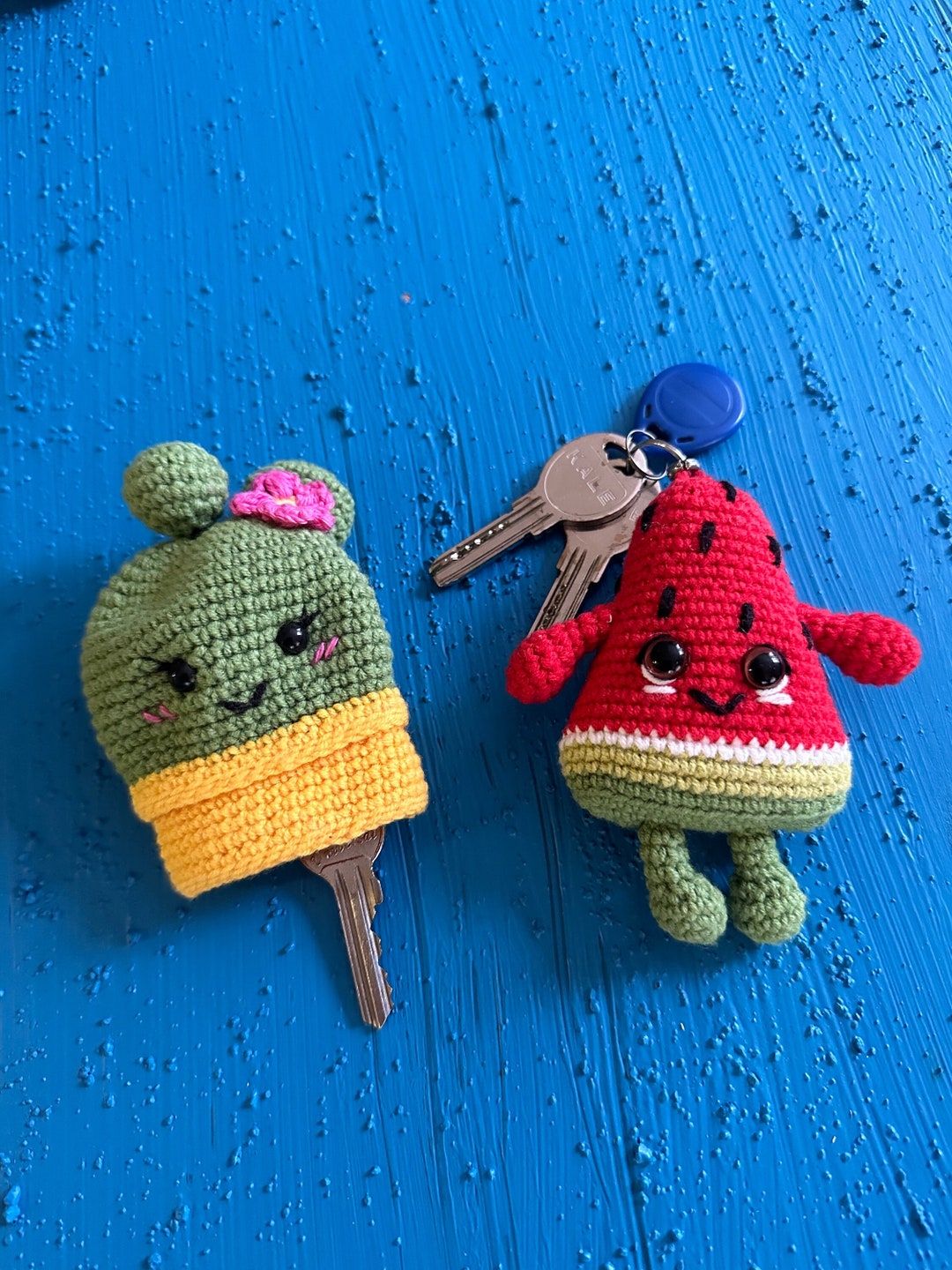 Handmade Cute Crochet Keychain Holder,fun Crochet Watermelon Keychain