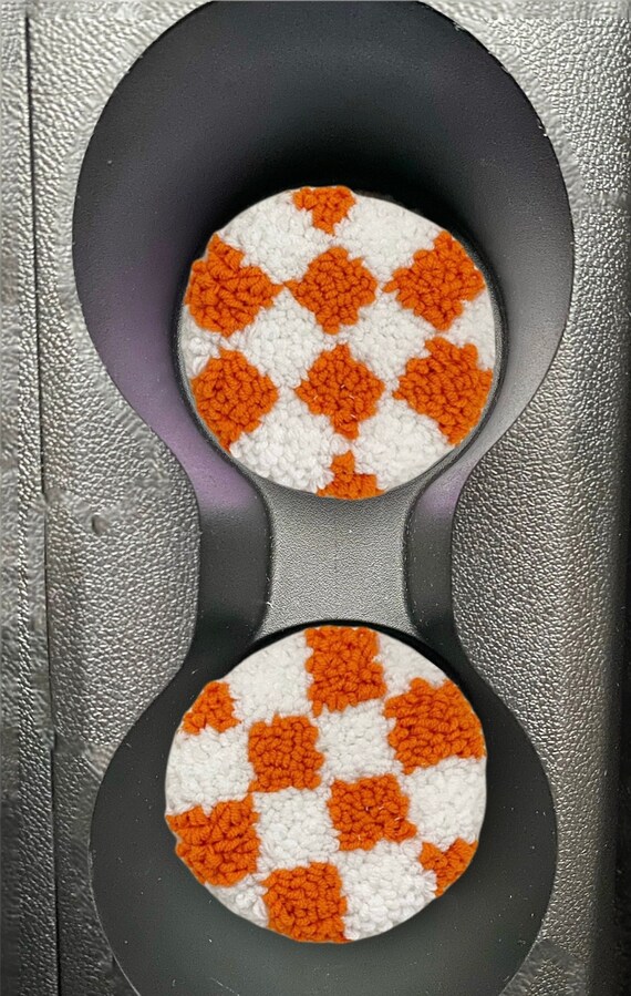 Set of Two Customizable Punch Needle Car Coastersdecorative Etsy