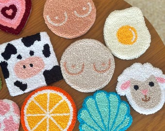 かわいいコーヒーテーブルコースターセット、パンチニードルマグラグ