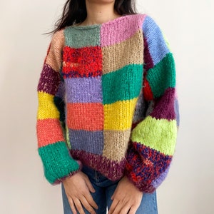 Mohair Blend Patch Work Sweater