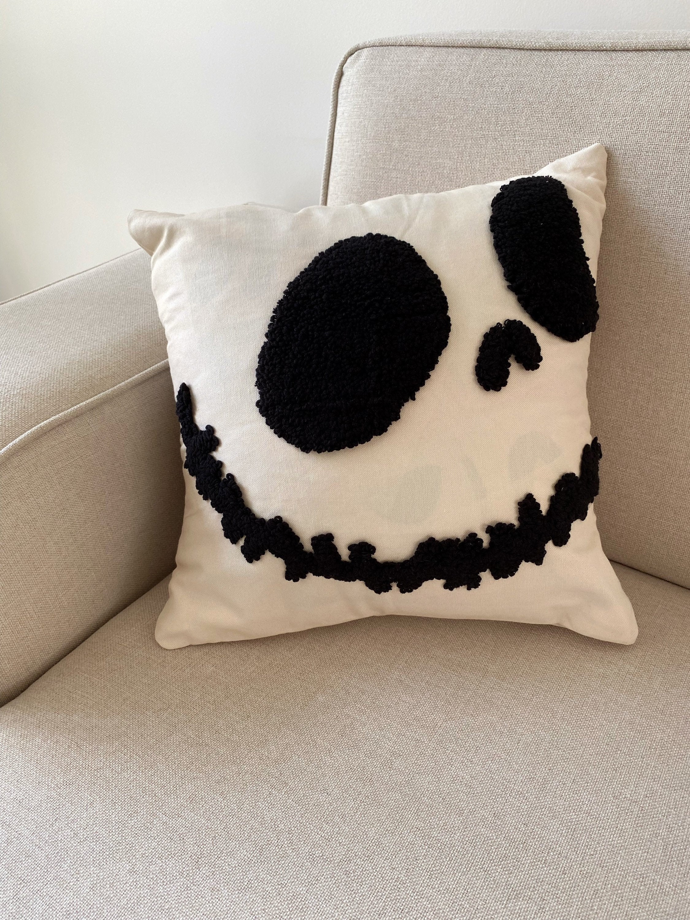 A Janly® Retro Halloween Pumpkin Skull Bird Printed Cotton Pillowcase Home Decoration Textile Art Crafts Sofa Car Cushion Cover Linen Cloth Pillow Case 