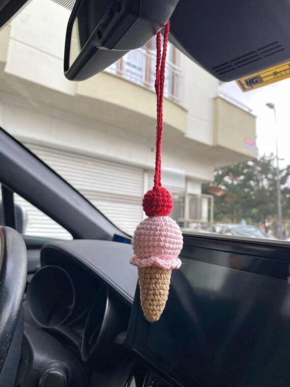 Handmade Crochet Ice Cream Auto Spiegel Charme, Amigurumi Auto Zubehör, New  Car Geschenk, Auto Spiegel hängen,Auto Innenraum,Rückspiegel Anhänger -  .de