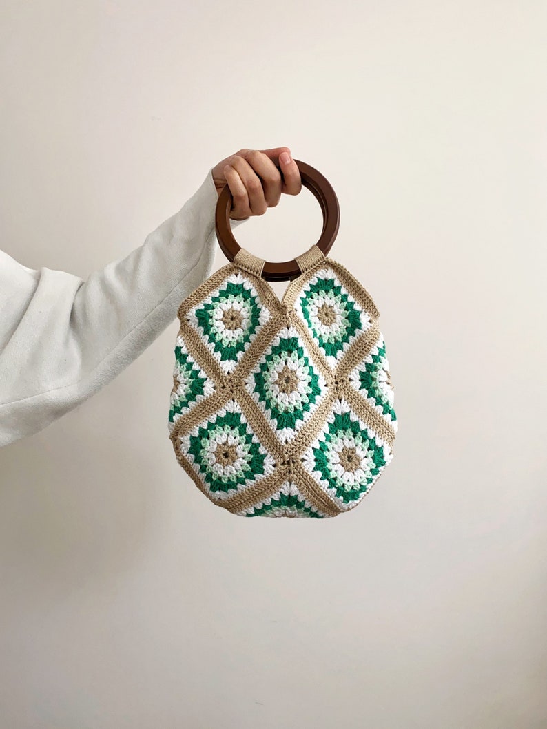 Handmade Mini Granny Square Crochet Hand Baghand Knit | Etsy