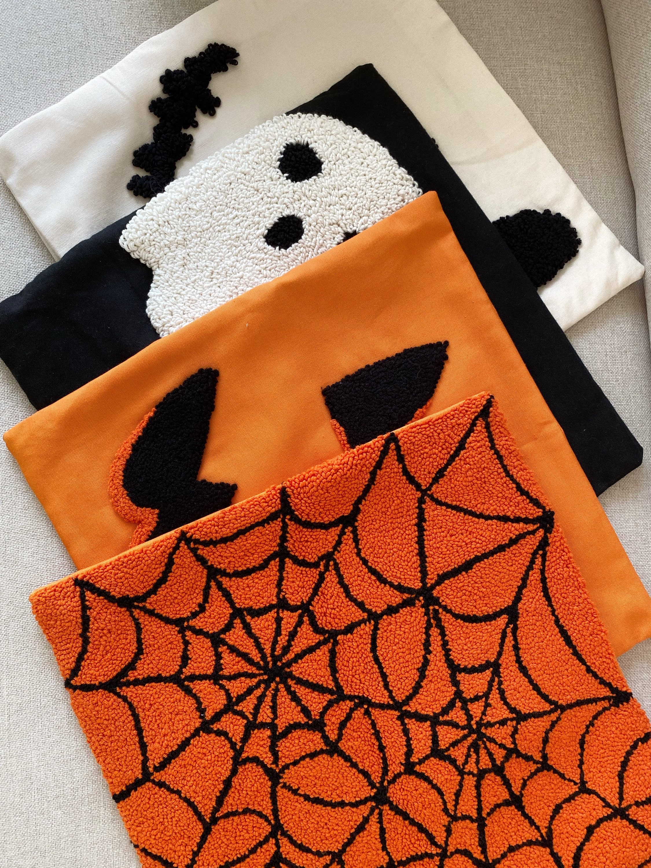 Hand Tufted Halloween Pillow Cover,ghosts Embroidered Cushion