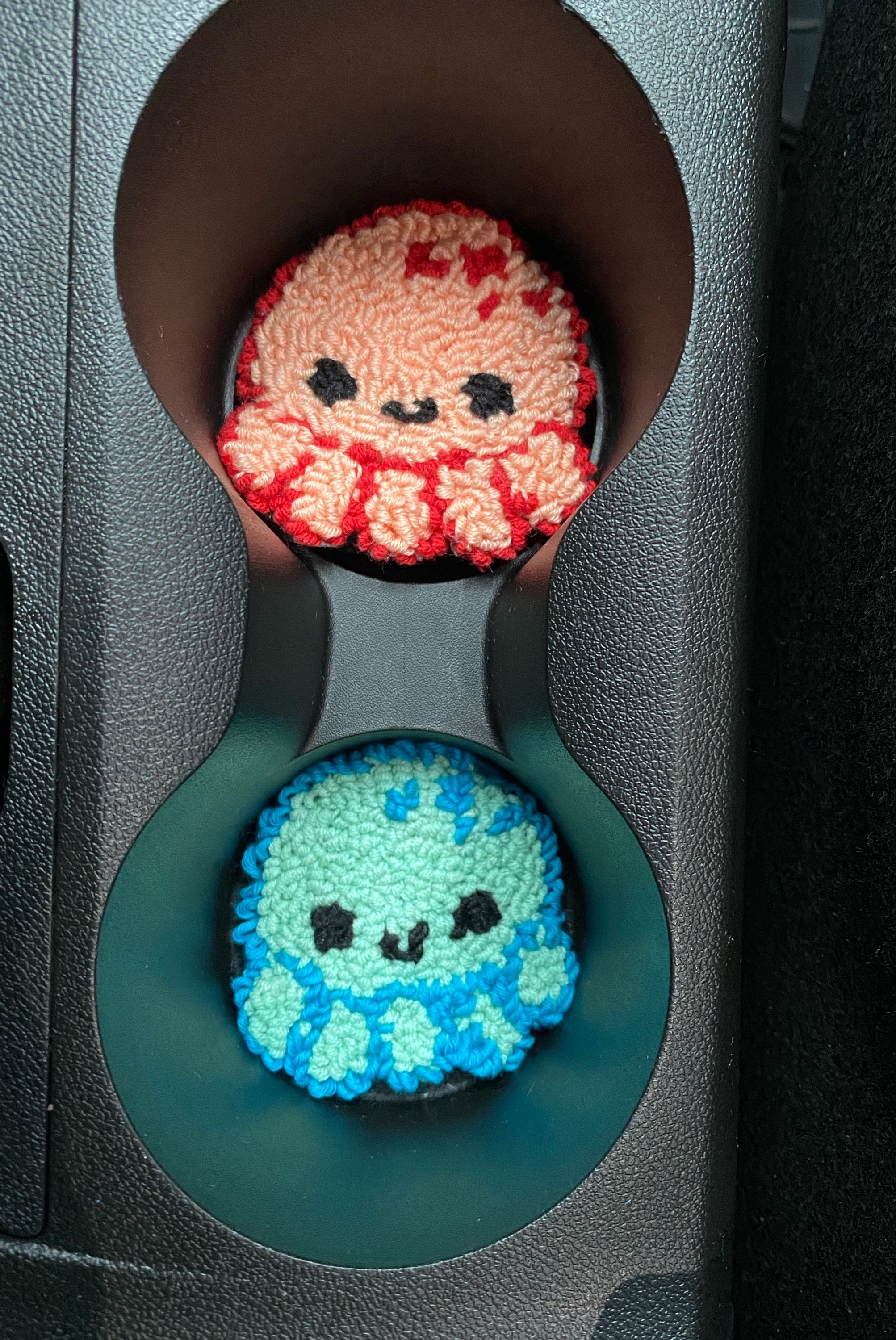 Set of Two Customizable Punch Needle Car Coastersdecorative Etsy
