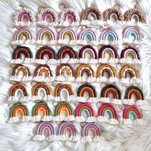 Unique Rainbow Macrame Keychain,Handmade Rainbow Lanyard,Organic Rainbow Bag Charm,Colorful Fiber Art,Car Accessories,Baby Shower Gift image 8