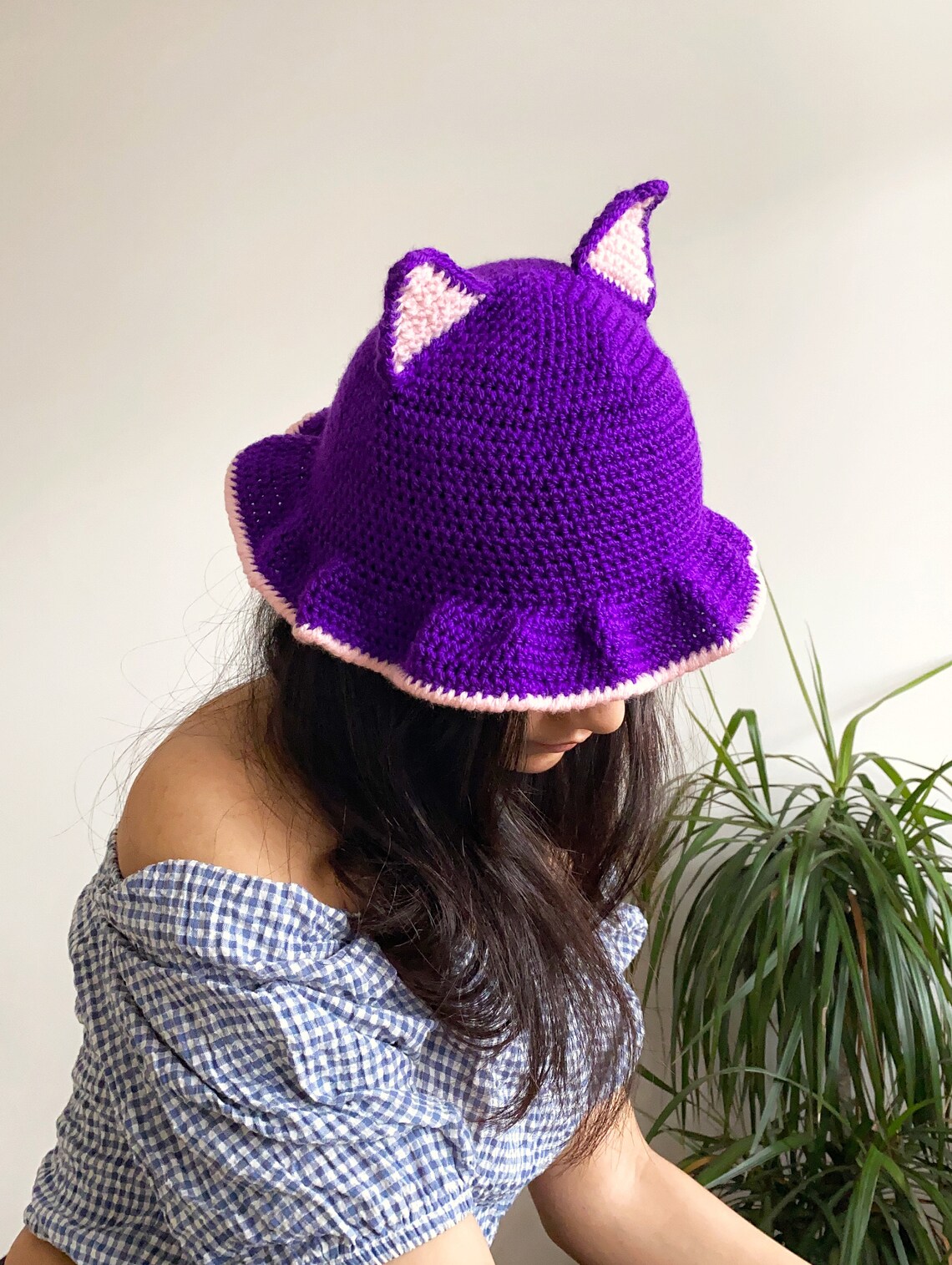 Cute Crochet Cat Bucket Hathandmade Crochet Kitten Hatsummer Etsy