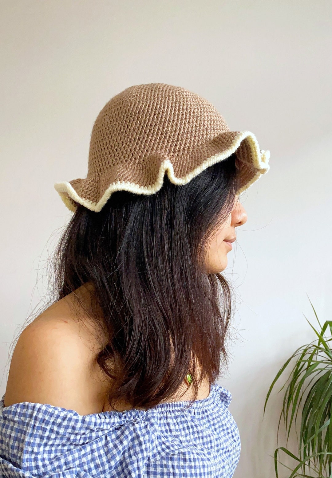 Handmade Crochet Bucket Hat Boho Kidcore Beach Gray Brown  Cloche Summer Coastal Handmade Crochet Bucket Hat Boho Kidcore Beach Gray Brown  main image 4