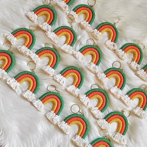 Unique Rainbow Macrame Keychain,Handmade Rainbow Lanyard,Organic Rainbow Bag Charm,Colorful Fiber Art,Car Accessories,Baby Shower Gift image 6