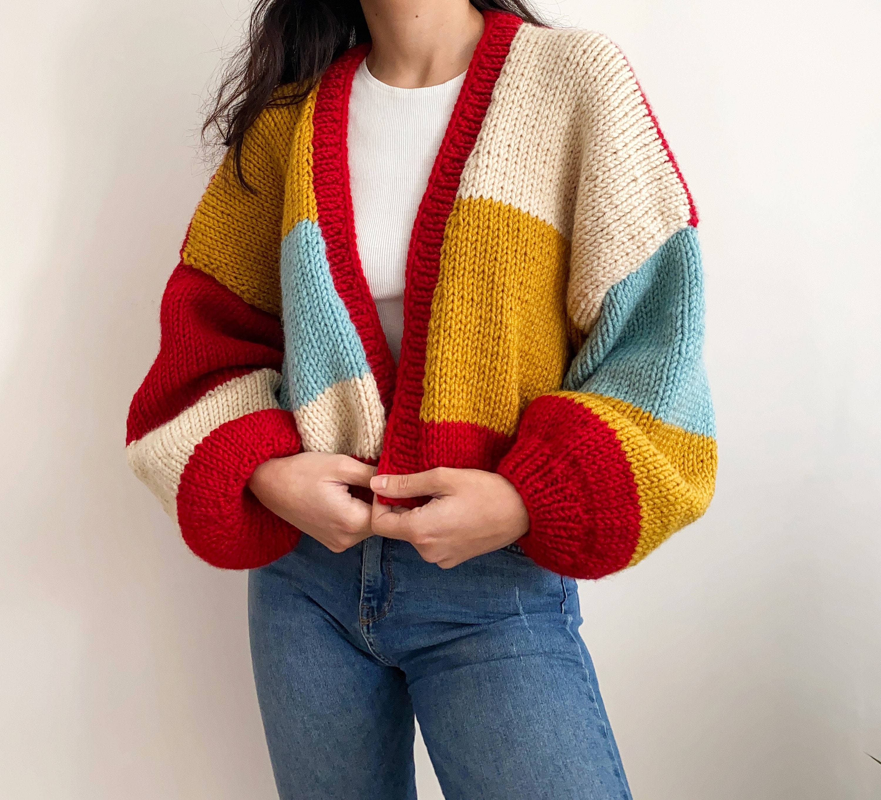 トップス AMERI MIX YARN PATCHWORK KNIT CARDIGAN UND MIX YARN PATCHWORK KNIT CARDIGAN