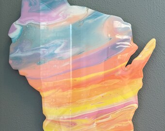 Wisconsin morning Sunrise- 15 inch, Acrylic on Wood, finished with resin