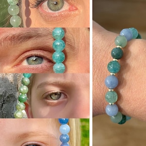 Eye Color Bracelet - Glass beads on elastic cord - gift for anniversary, wedding, Mother’s Day, friendship bracelet