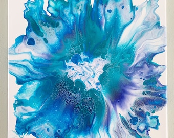 Vloeibare kunst - Acryl Pour Painting - Blauwe Orchidee