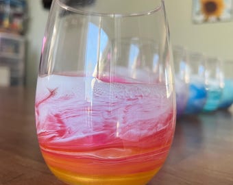 Ocean Wave Resin Stemless Wine Glasses - set of 2 or 4