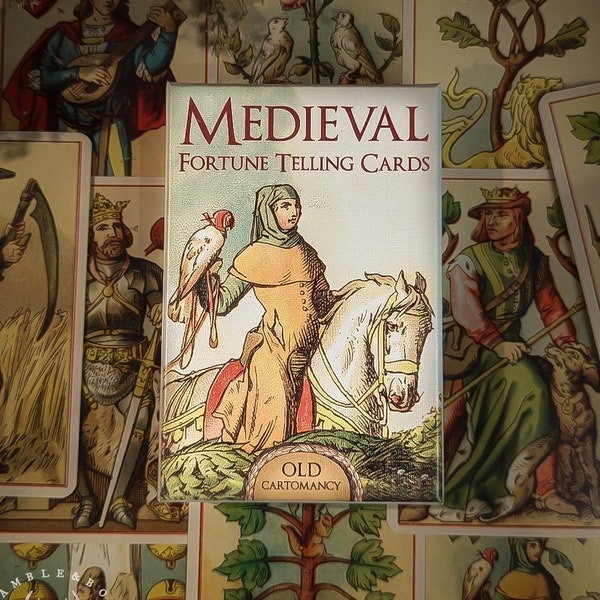 The Medieval Fortune Telling Cards - Reproduction de cartes à jouer allemandes des années 1800 pour la divination | Outil oraculaire - Sorcières, païens et médiums