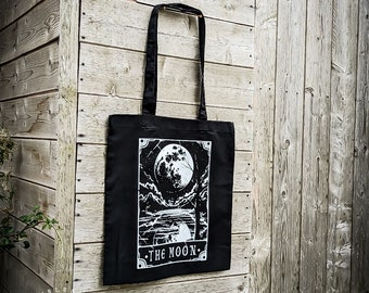 The Moon Tarot Card - Tote Bag | Beautiful Art Print Gift for Psychics, Spiritual, Witchy, and Pagan Folks | 100% Cotton |  Made in the UK