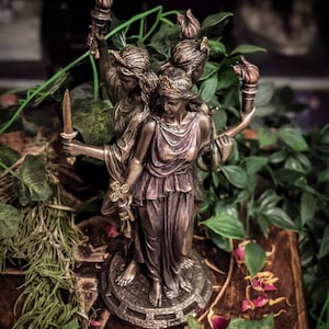 Hekate Statue  | Hellenic Greek Roman Goddess Devotional Statuary for Pagans, Witches and Folk Magic Workers | Paganism Shrines and Altars