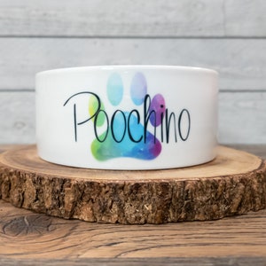 Personalized Watercolor Paw Print Pet Bowl