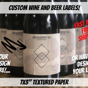 Homebrew Custom Wine Label, Textured 7x3" Stickers, Custom Beer Bottle Labels, Retirement Gift, Gift For Mom