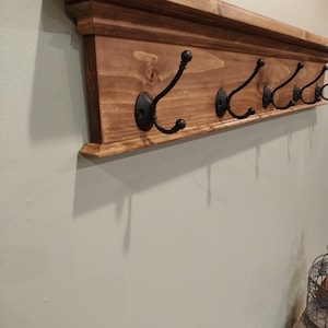 Handcrafted Stained Solid Wood Coat Rack With Shelf Hooks - Etsy