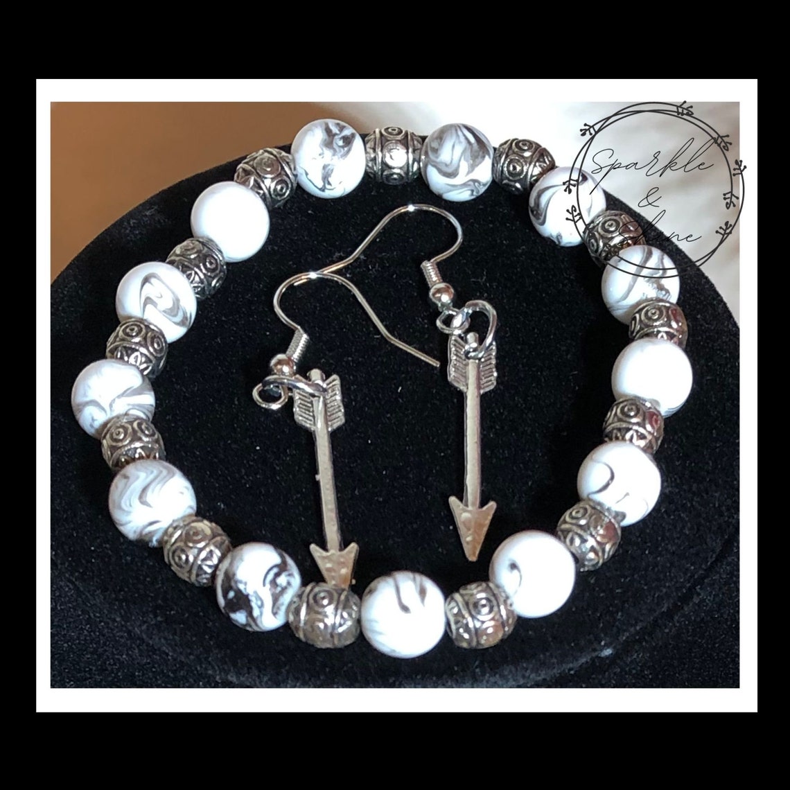 Black and White Jewelry Set Etsy