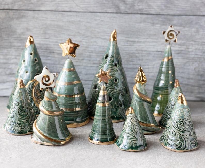 Pottery Christmas Trees // Handmade Fancy Ceramic Trees // Etsy
