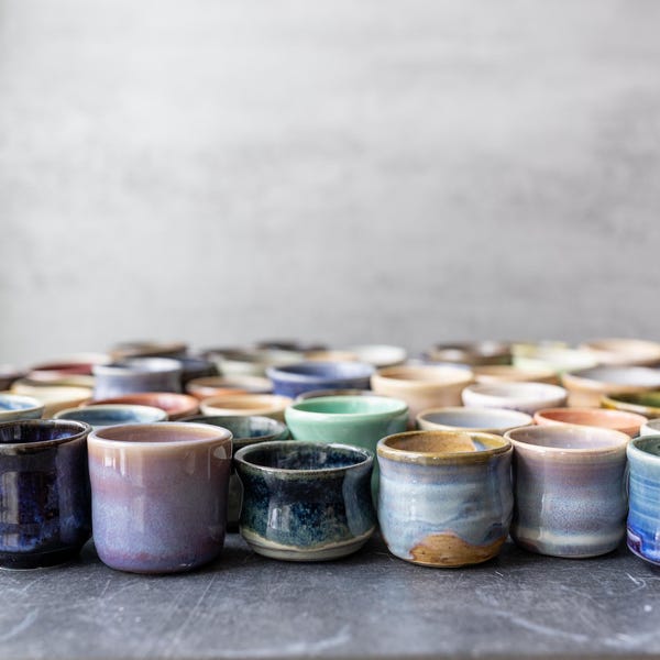 Tiny Cups // Handmade Pottery 2-3 oz Cup // Ceramic Shot Glass // Toothpick Holder // Sake Cup