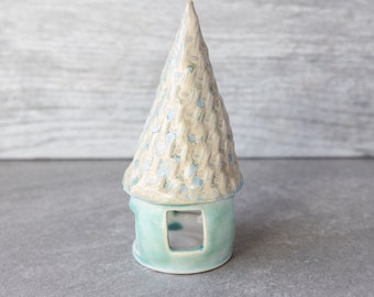 Handmade Tiny Decorative House // Unique Window Sill Decor // Ceramic Fairy House // Aquarium House