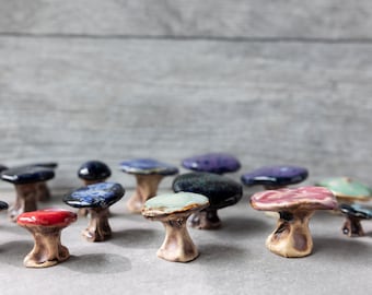 Small Ceramic Mushrooms // Tiny Mushroom Decor // Decorative Mushrooms