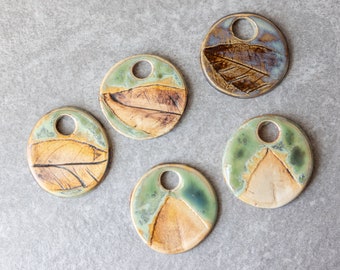 Ceramic Pendants // Pottery Beads // Handmade Leaf Necklace Charms