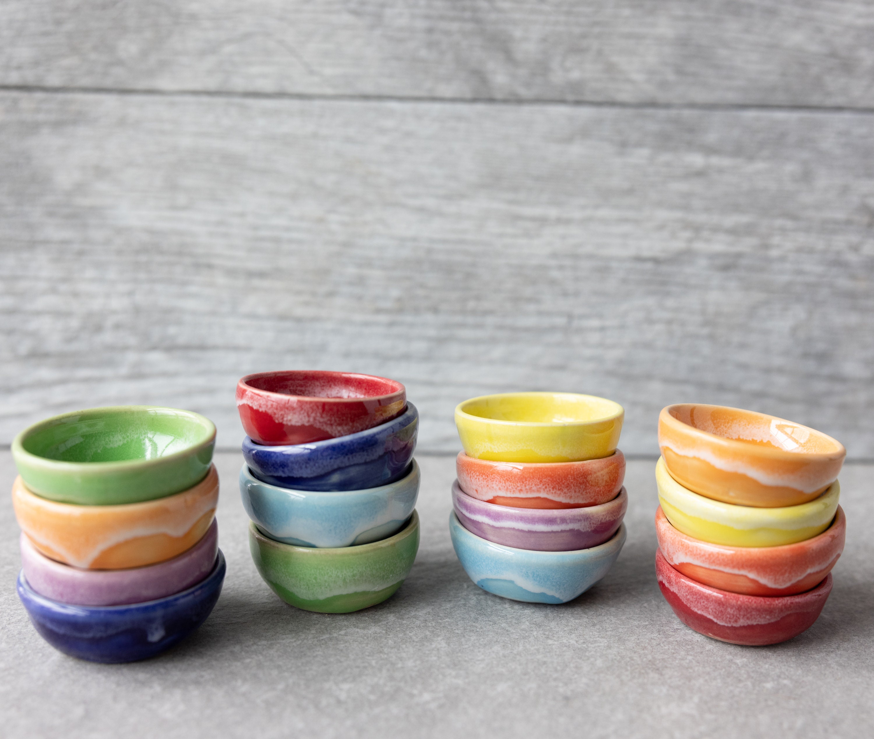 Ceramic Pinch Bowls Set of 6, Small Bowls for Dipping - Cooking Prep & Charcuterie Board Bowls, Soy Sauce Dish, Multicolor Handmade Decorative Serving
