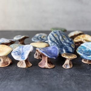 Small Ceramic Mushrooms // Tiny Mushroom Decor // Decorative Mushrooms