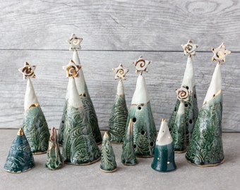 Pottery Christmas Trees // Handmade Fancy Ceramic Trees // Unique Christmas Decor
