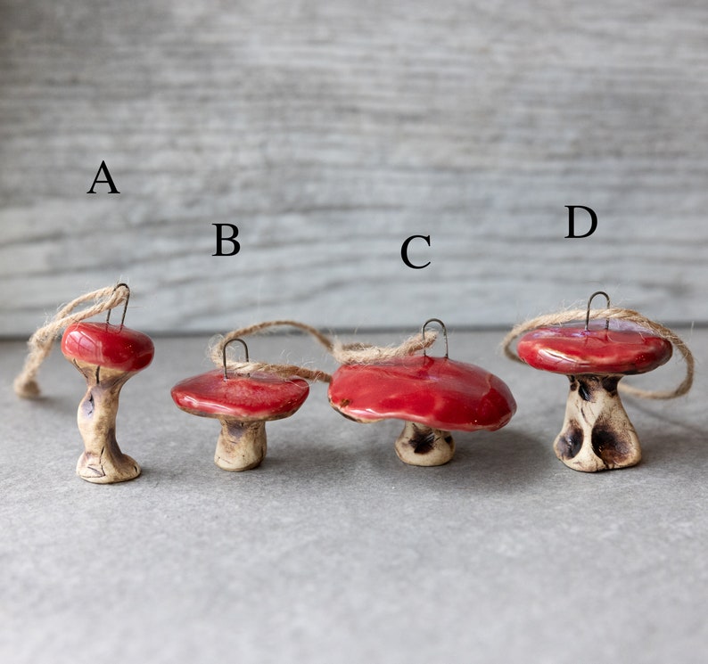 Mushroom Ornaments // Handmade Ceramic Hanging Mushrooms // Etsy